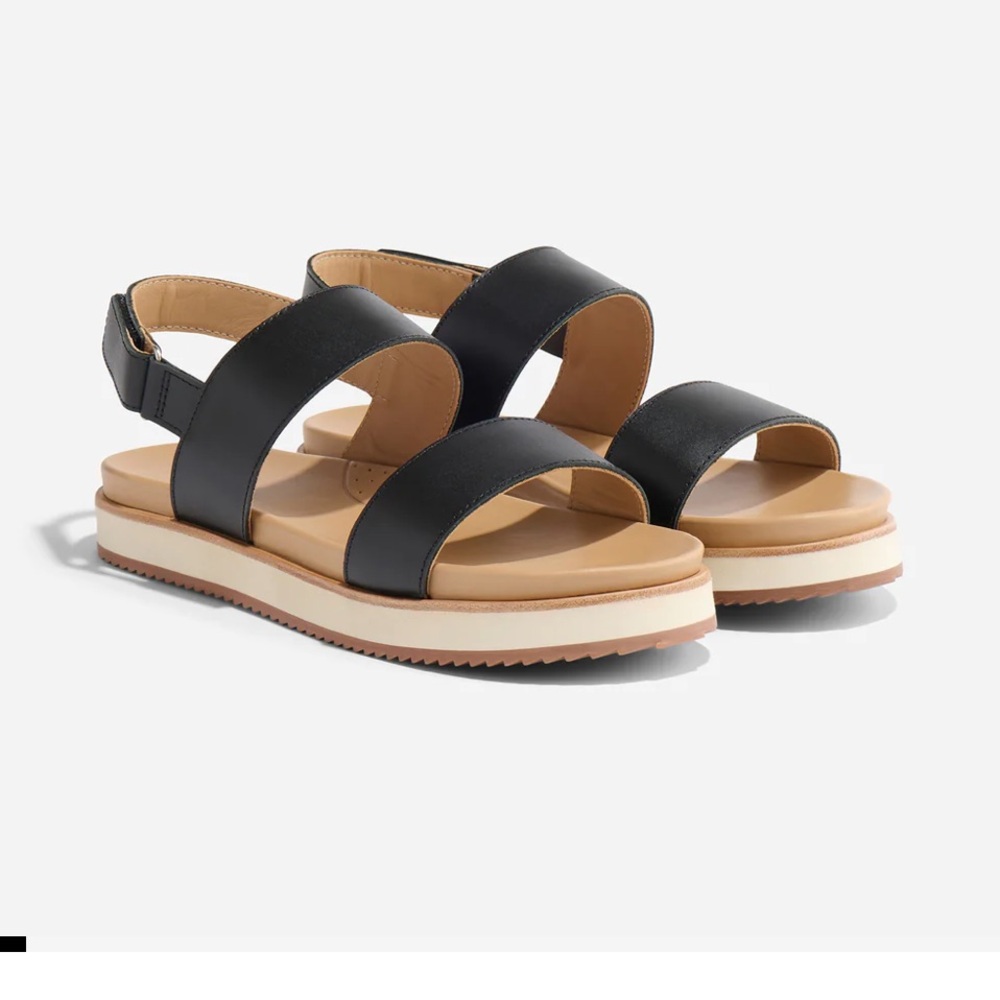 Nisolo Black and Tan Platform Leather Sandals